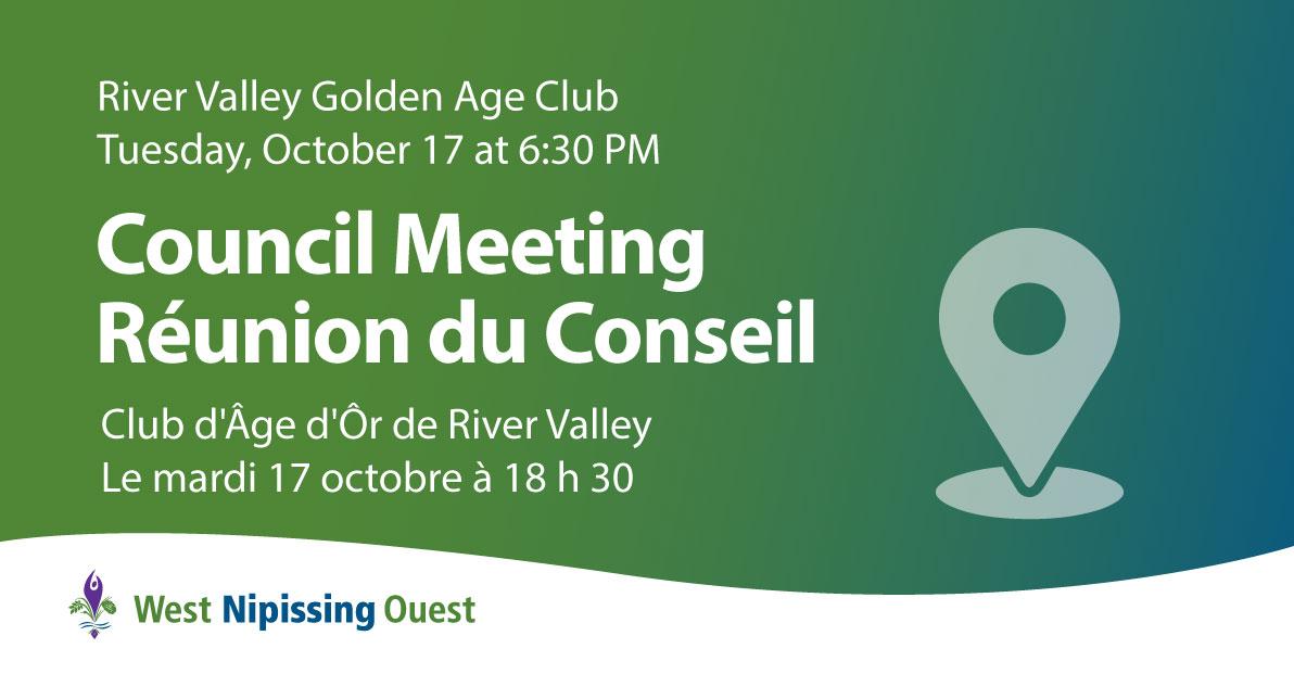 Council Meeting in River Valley on October 17 West Nipissing Ouest